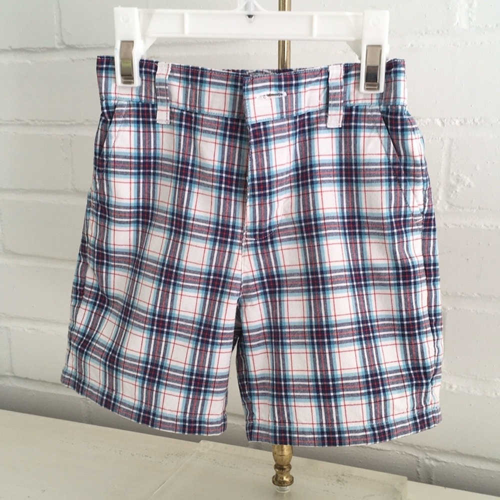 classic plaid boy toddler checkered blue shorts size 12-18 months